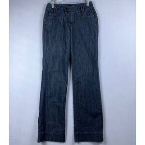 Jag Straight Leg Jeans Womens Size 6 Mid Rise Dark Wash Back Flap Pockets Blue